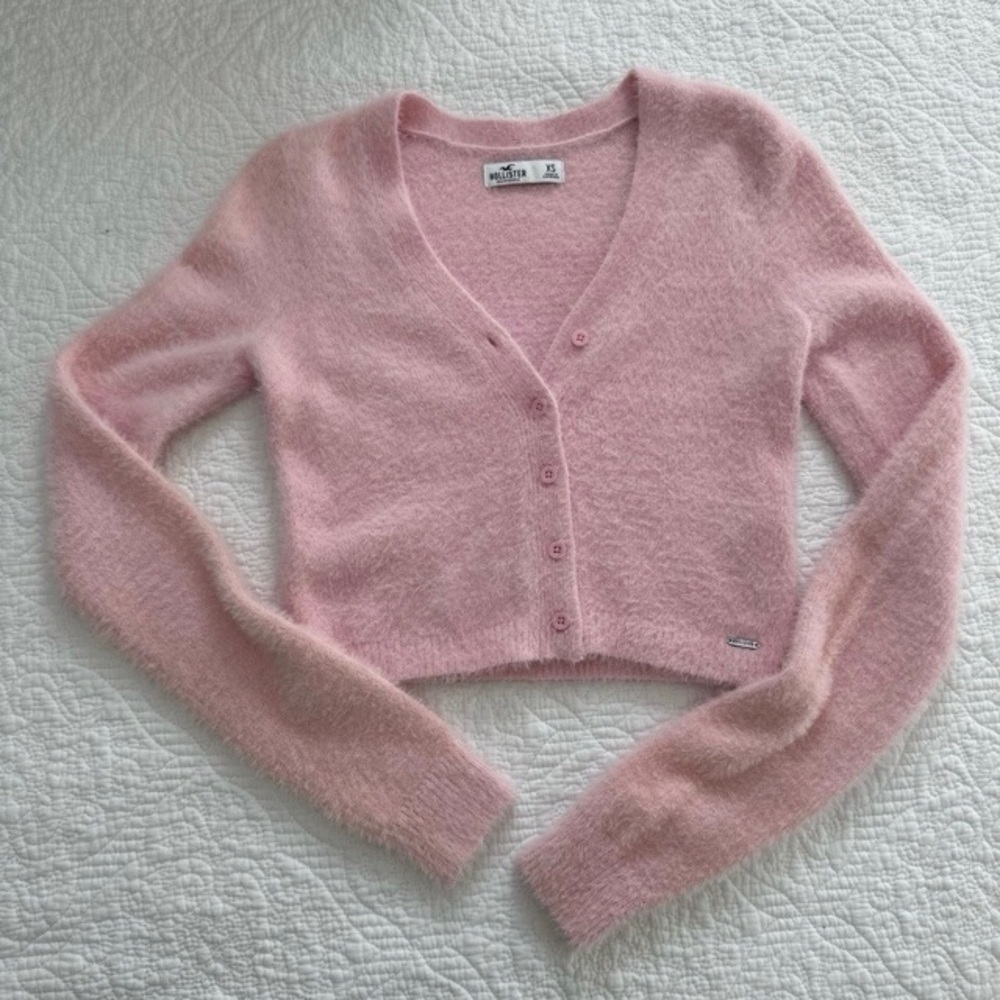Hollister Crop Cardigan Pink XS